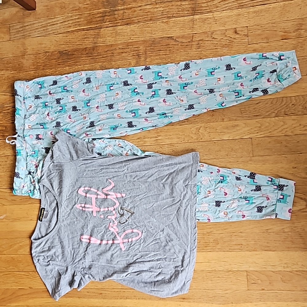 Llama pajamas and Faith top pj top.